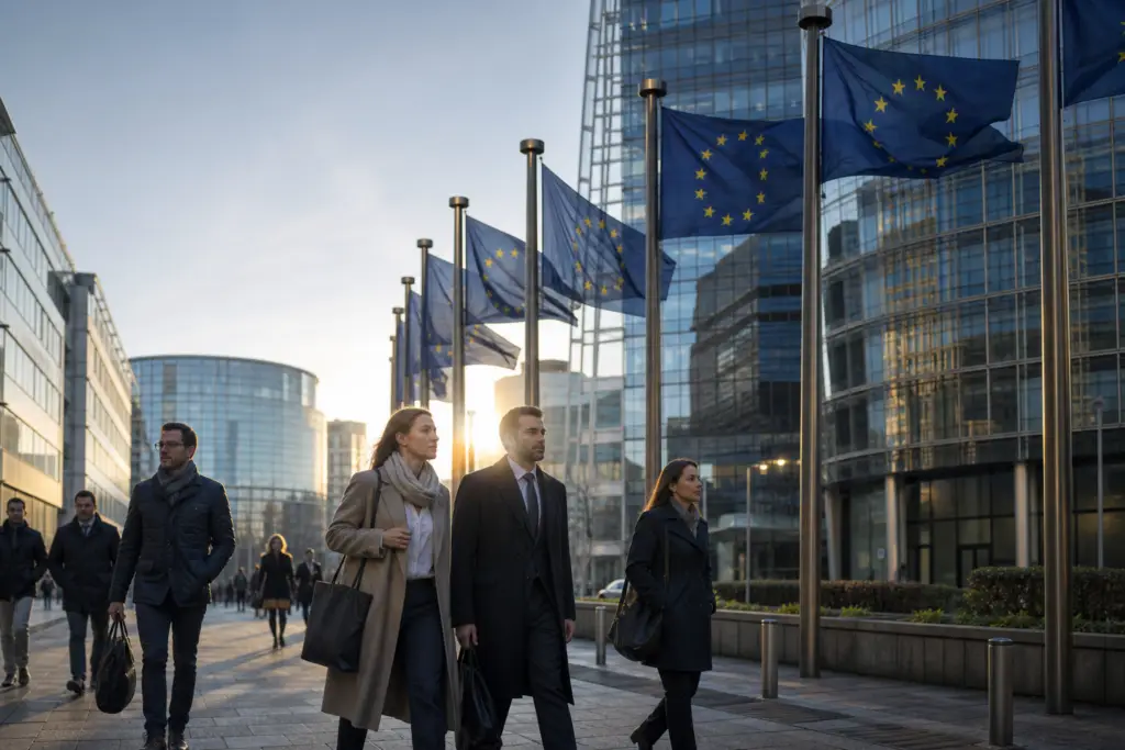 Europe Faces Its Toughest Autumn: Economy, War and Politics at a Decisive Crossroads 2 European professionals outside EU institutions amid economic and political uncertainty in 2026